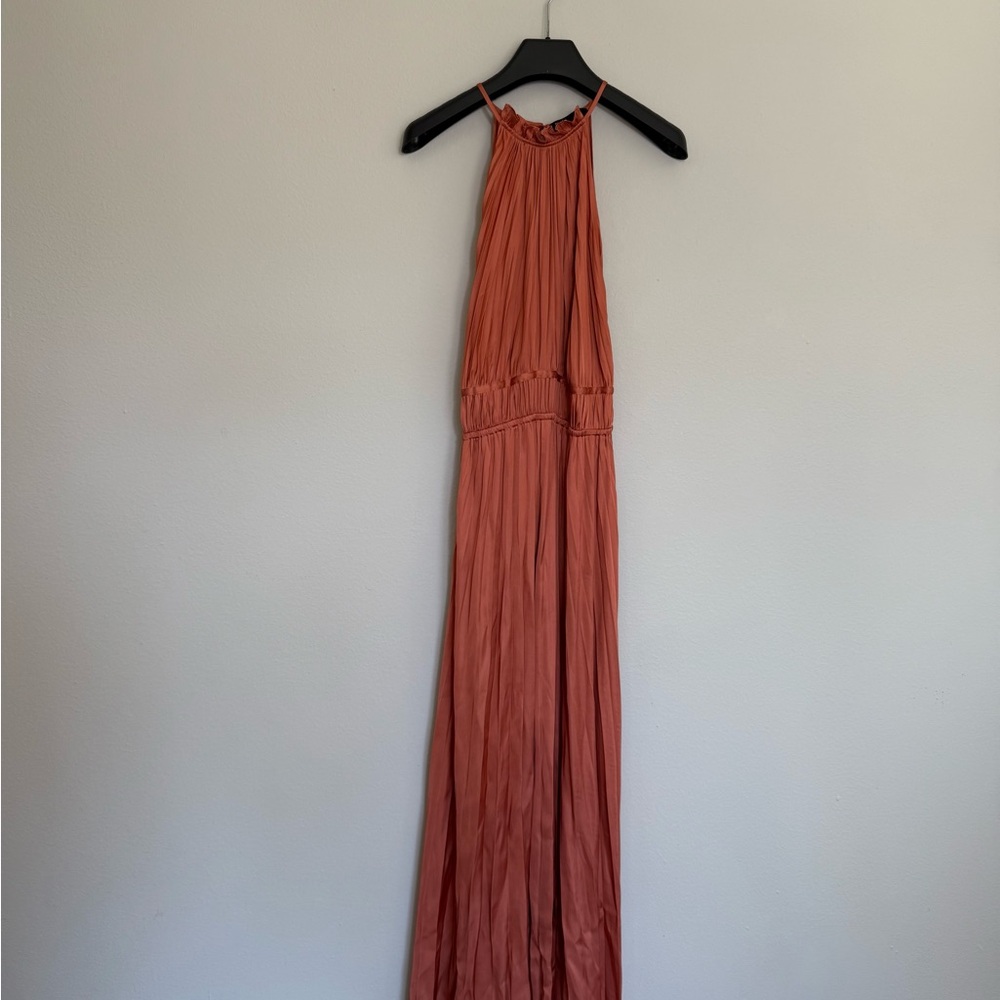 Maje Terracotta Pleated Dress
